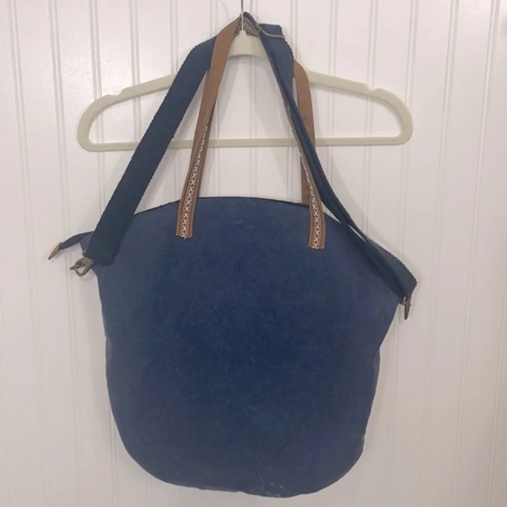 Boho Embroidered and Lace Canvas Bag Beach Bag Tote Crossbody World Market - Picture 4 of 16